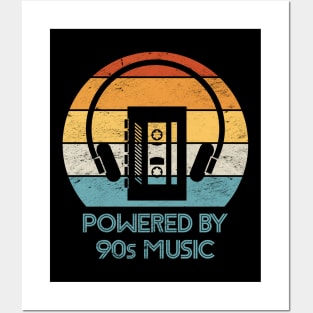 Powered by 90s Music: Retro Cassette Tape Player & Headphones Design Posters and Art